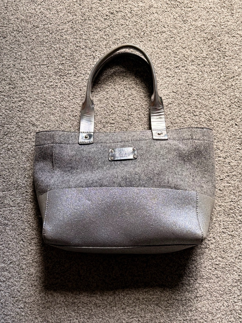 kate spade Silver Gray Metallic Tote